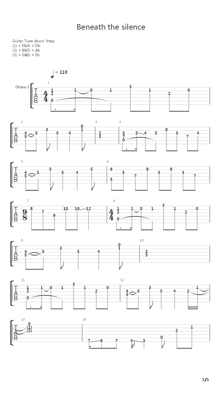 Beneath The Silence吉他谱