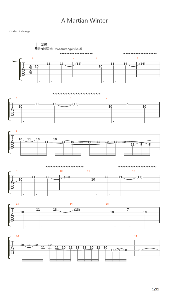 A Martian Winter吉他谱