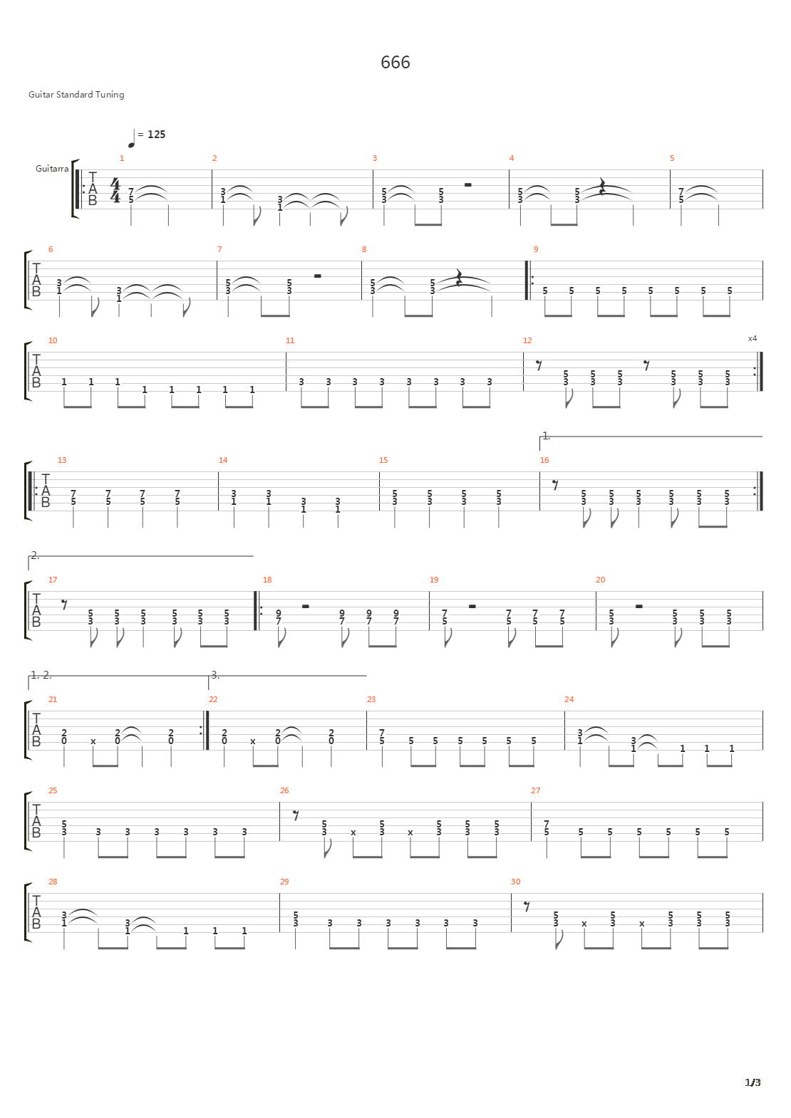 666吉他谱