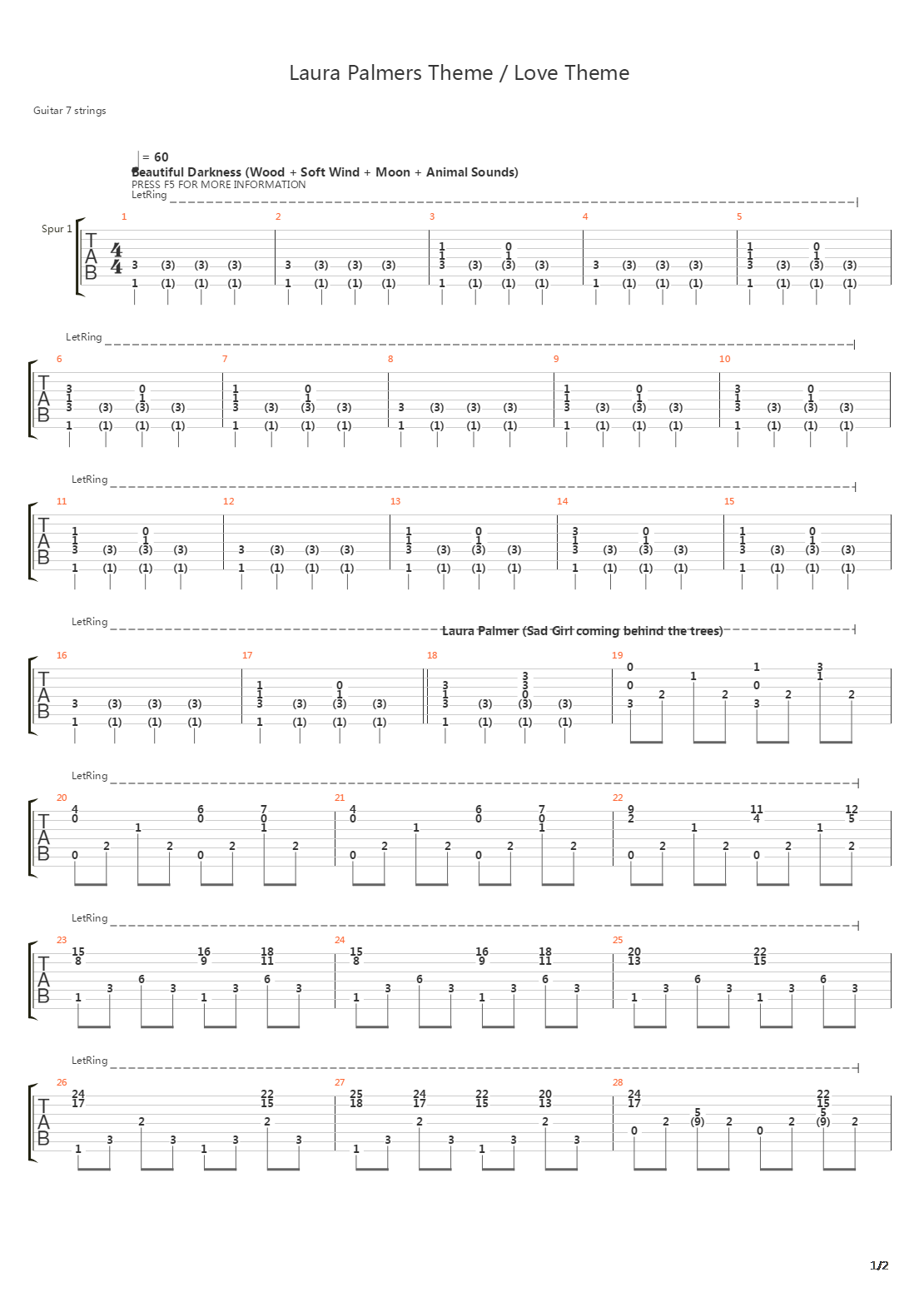 Laura Palmers Theme吉他谱