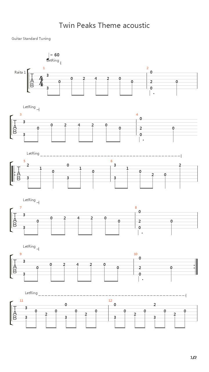 Twin Peaks Theme吉他谱