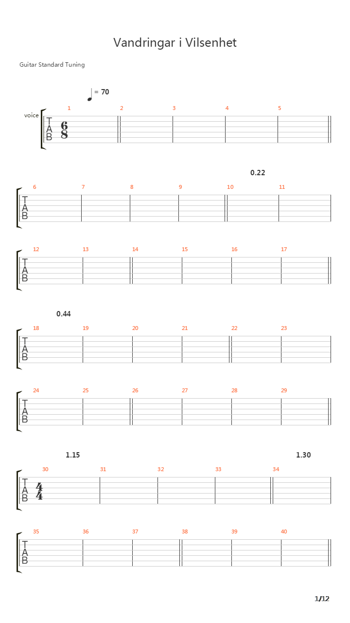 Vandringar I Vilsenhet吉他谱