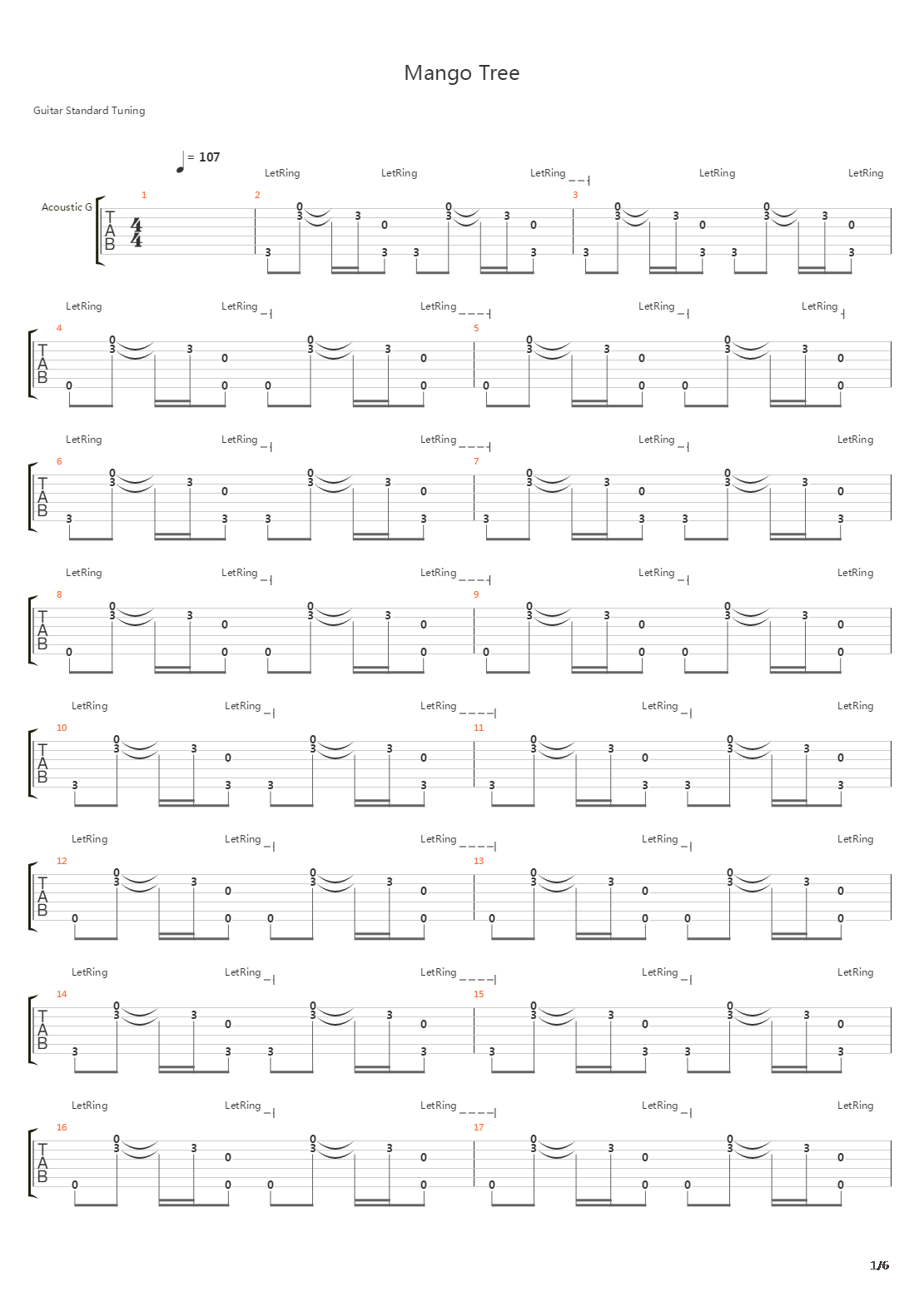 Mango Tree吉他谱