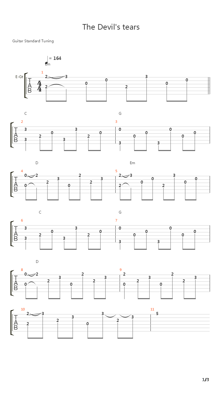 The Devils Tears吉他谱