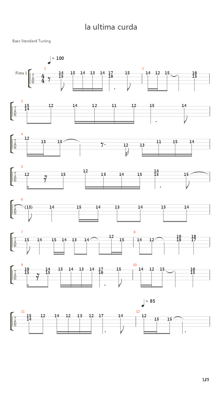 La Ultima Curda吉他谱