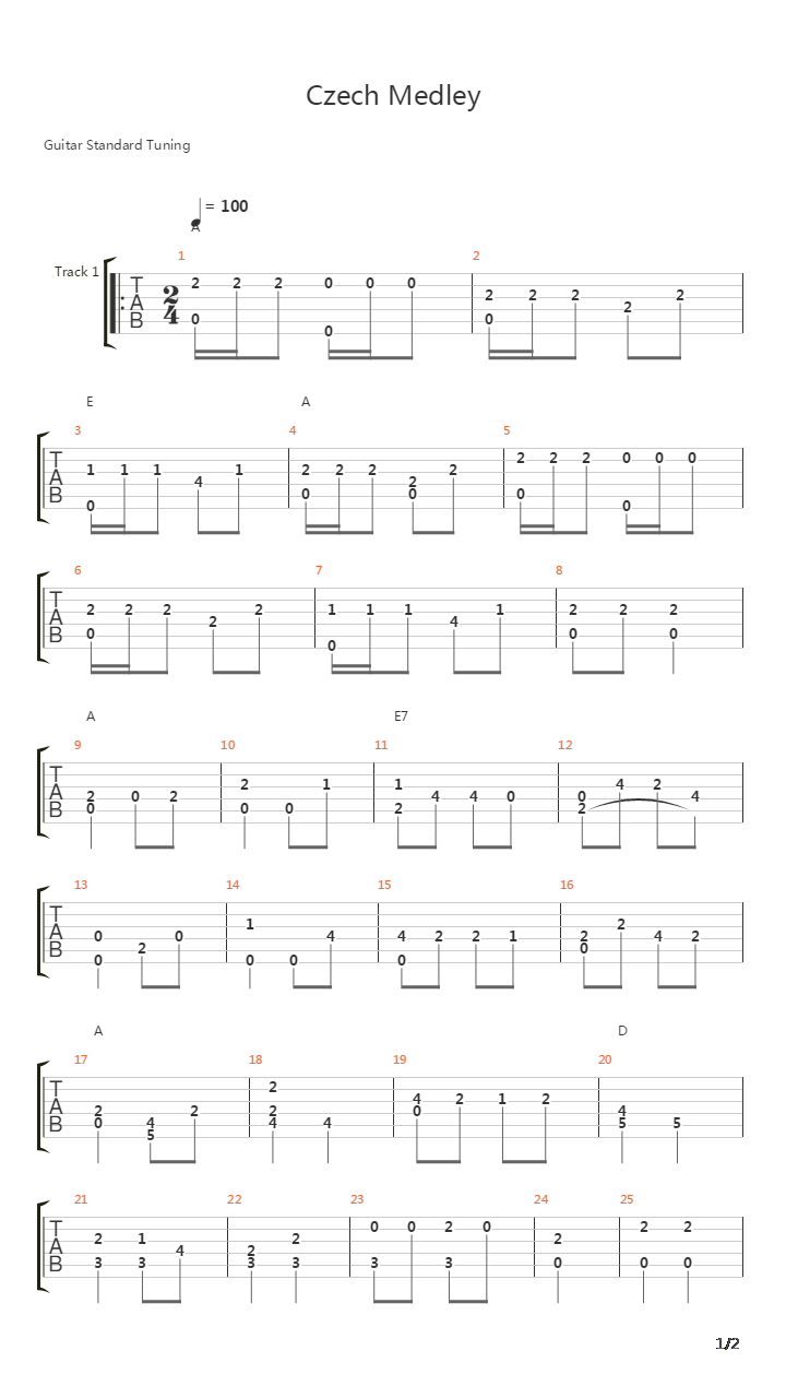 Czech Medley吉他谱