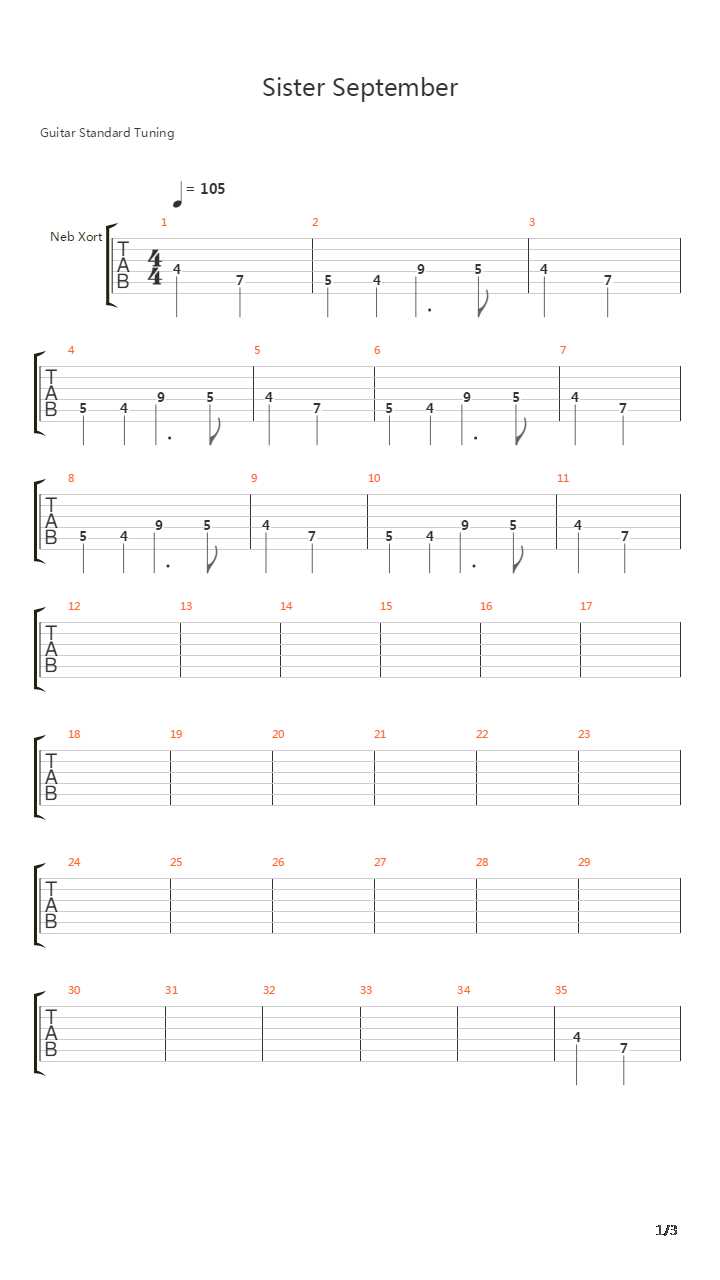 Sister September吉他谱