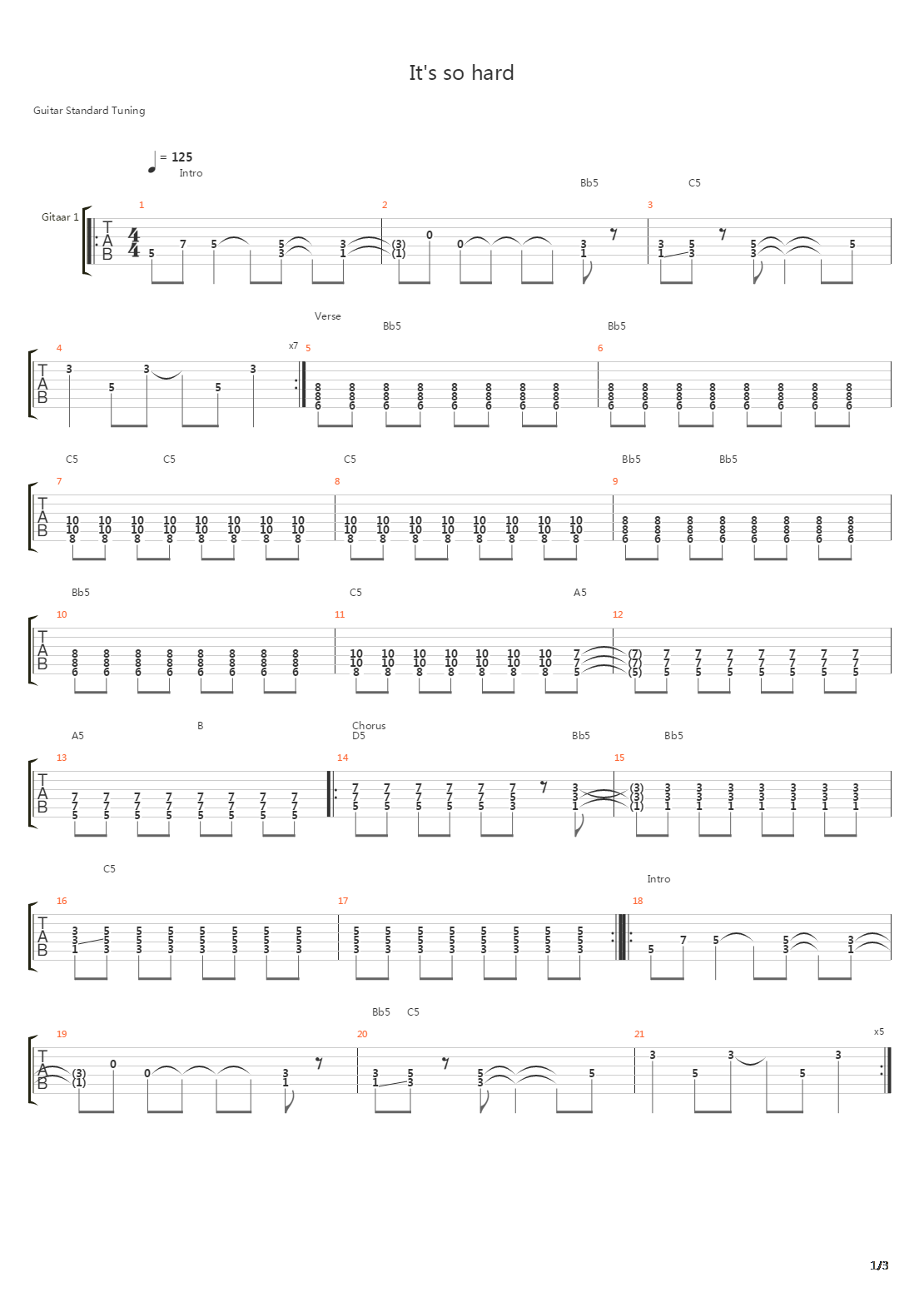 Its So Hard吉他谱