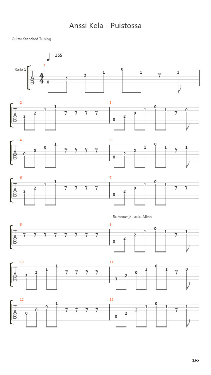 Puistossa吉他谱