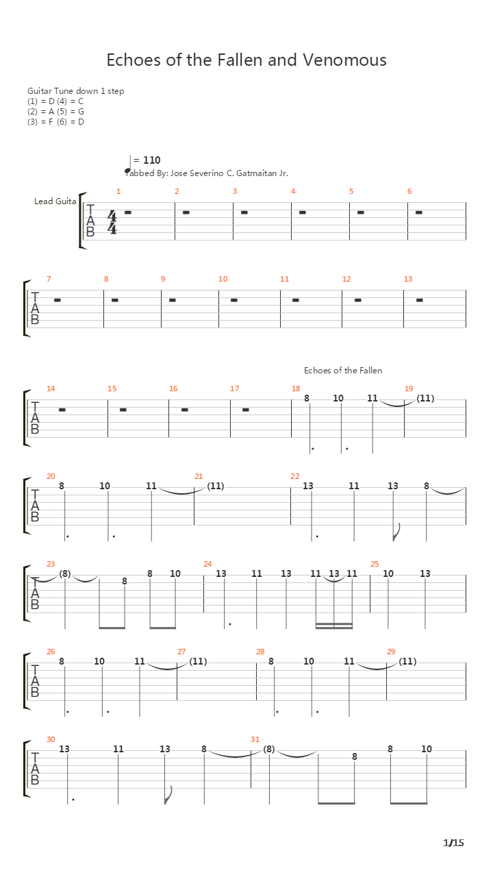 Echoes Of The Fallen And Venomous吉他谱