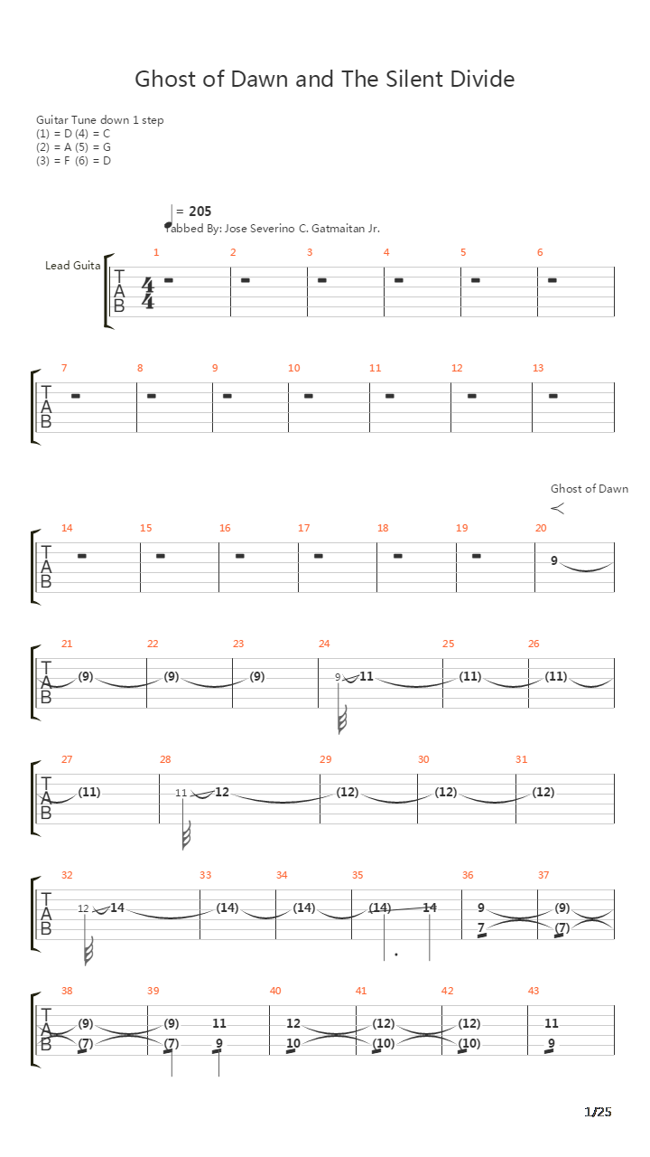 Ghost Of Dawn And The Silent Divide吉他谱