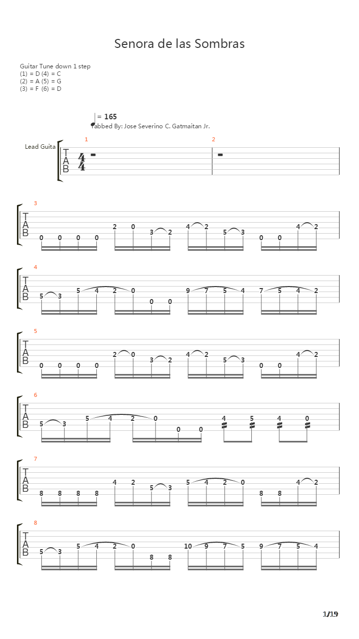 Senora De Las Sombras吉他谱
