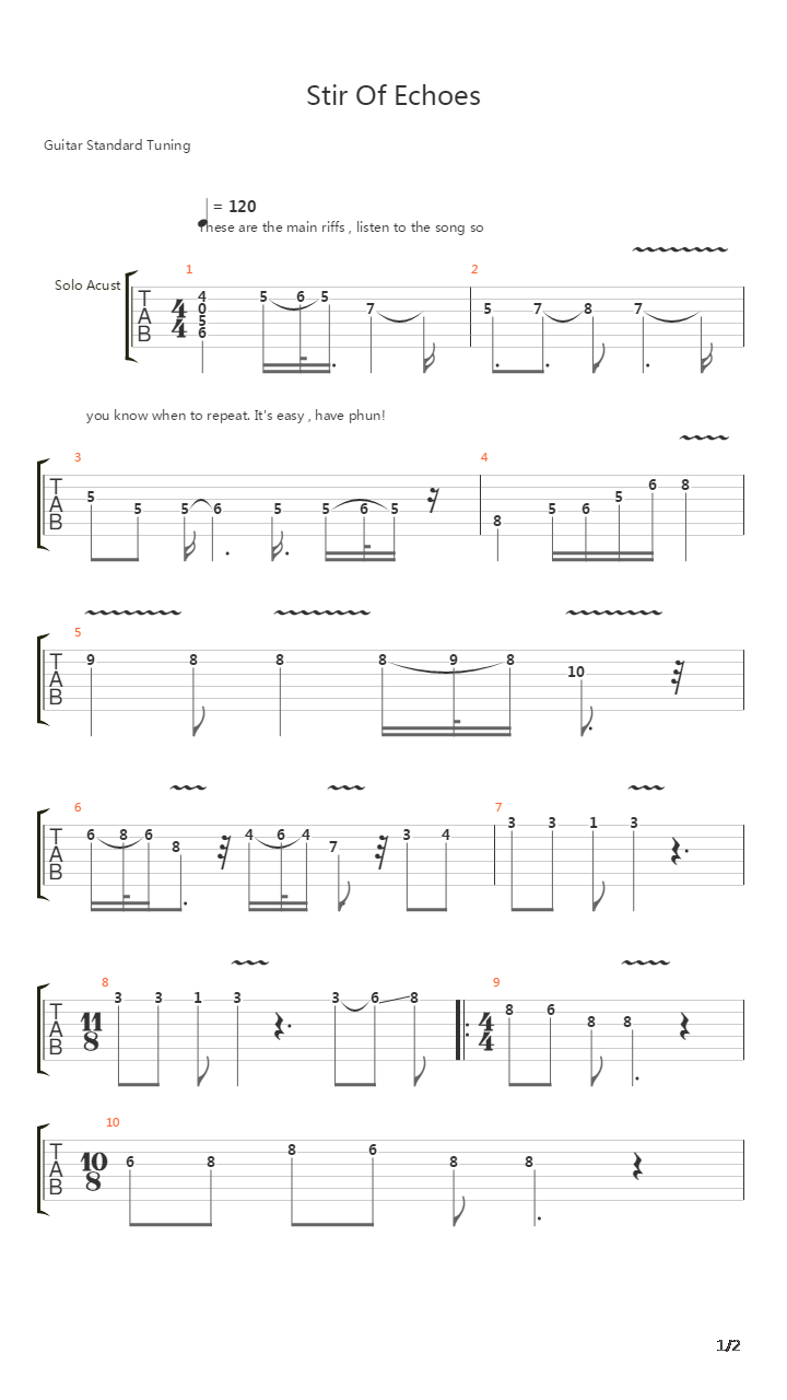 Stir Of Echoes吉他谱