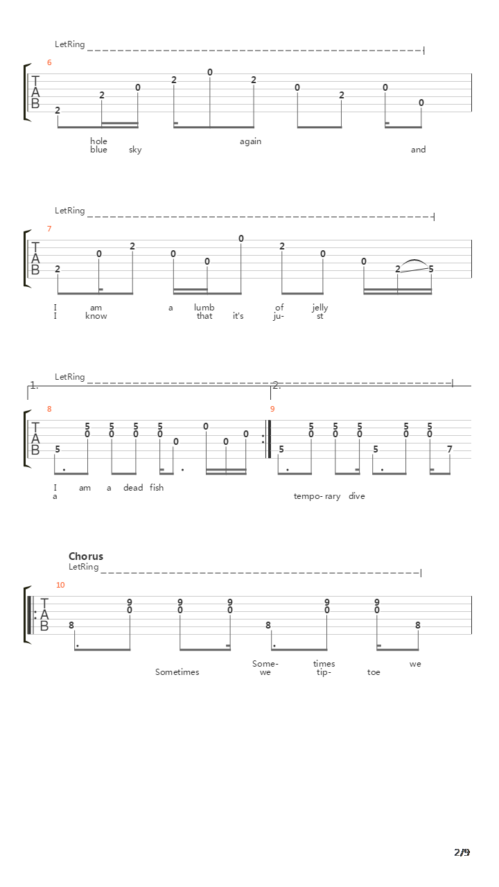 Temporary Dive吉他谱