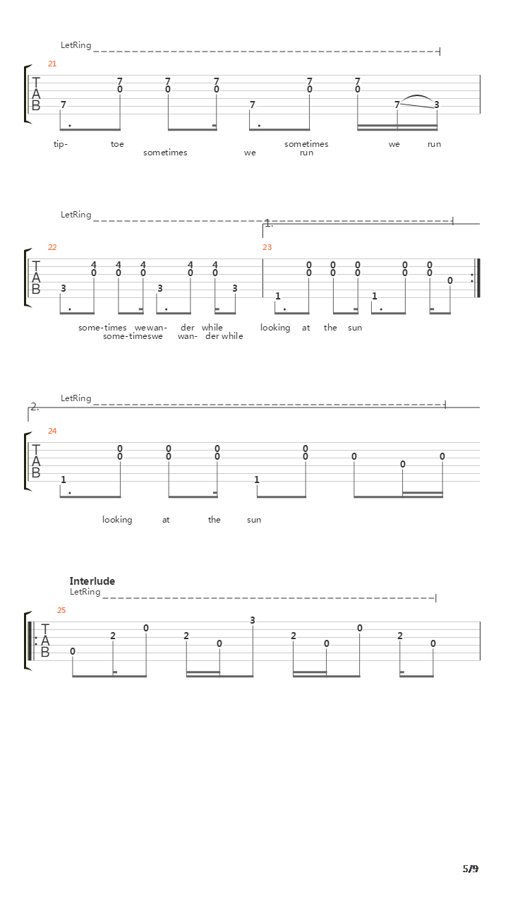 Temporary Dive吉他谱
