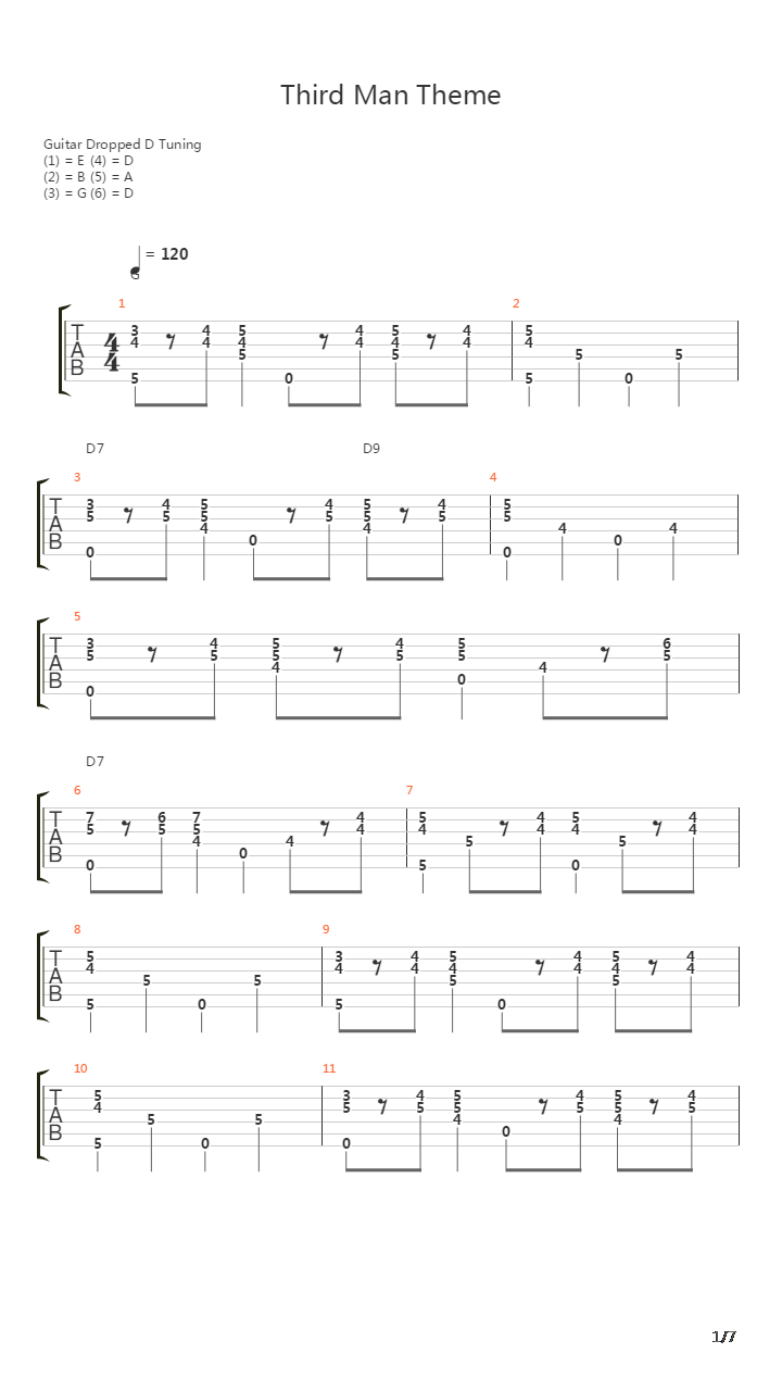 Third Man Theme吉他谱