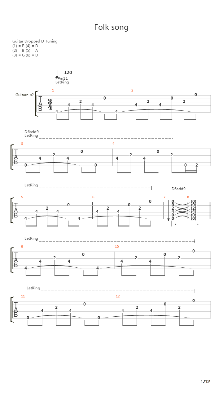 Folk Song Ii吉他谱