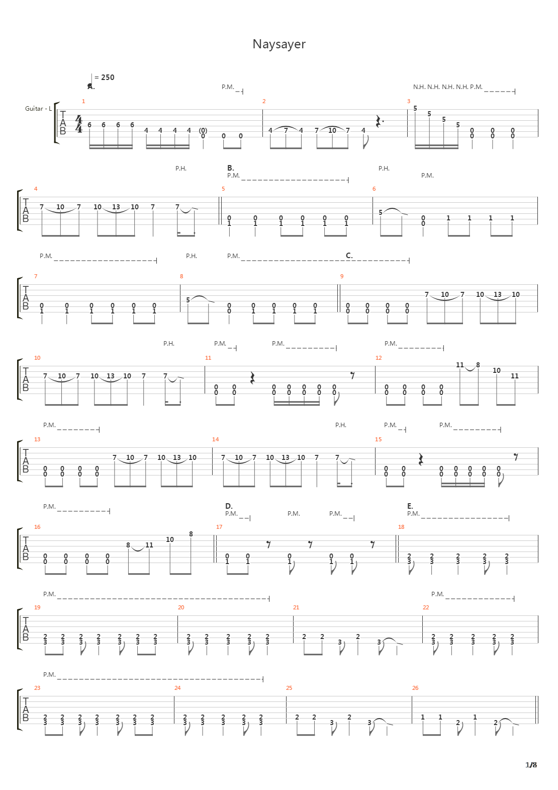 Naysayer吉他谱