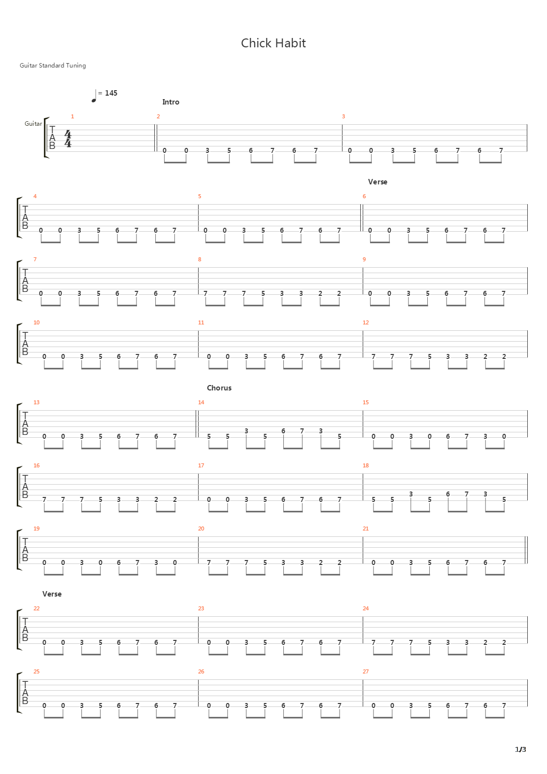 Chick Habit吉他谱