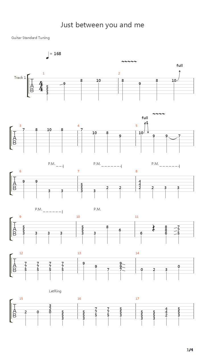 Just Between You And Me吉他谱