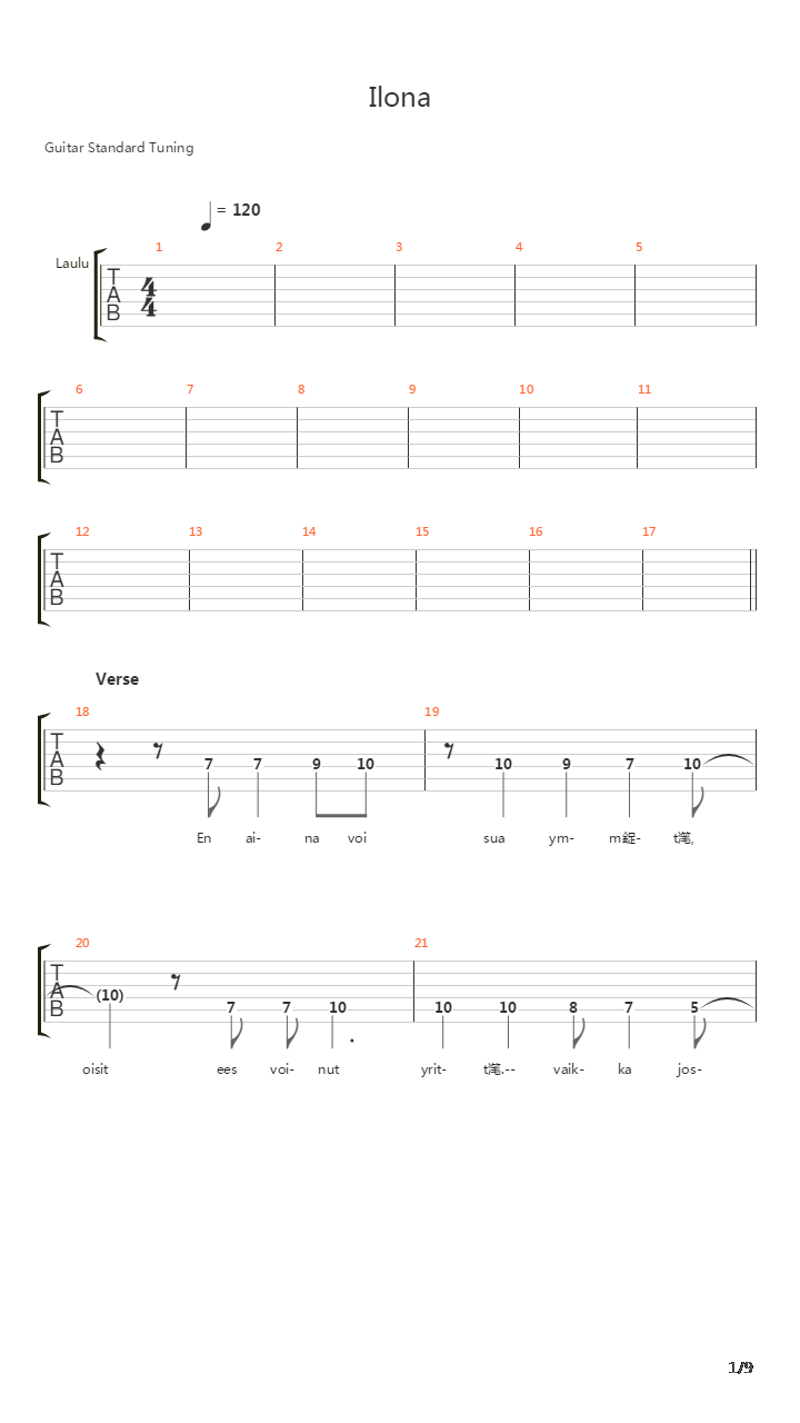 Ilona吉他谱