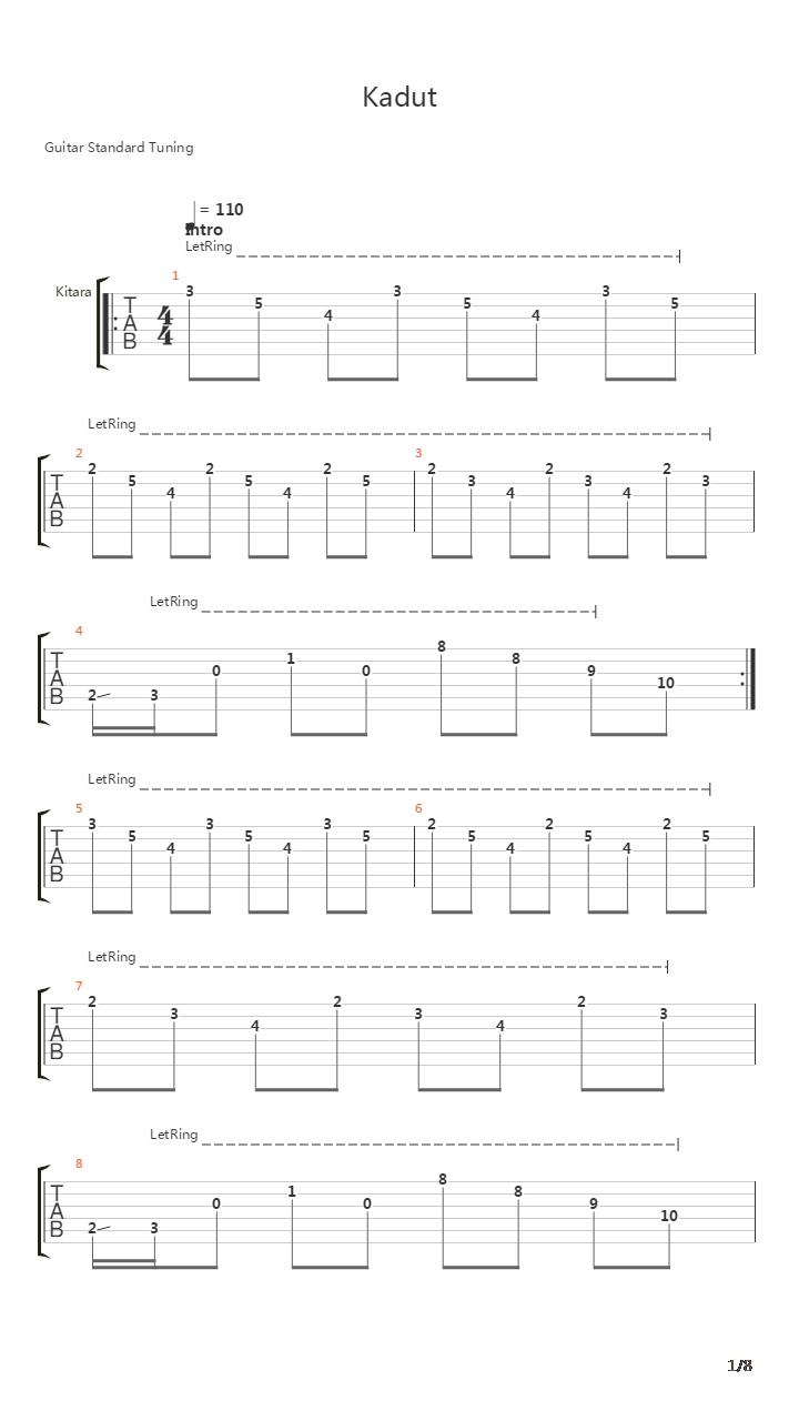 Kadut吉他谱