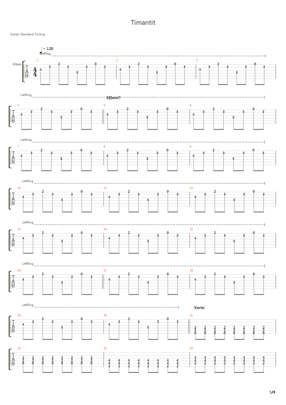 Timantit吉他谱