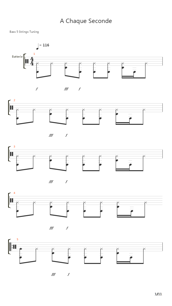 A Chaque Seconde吉他谱