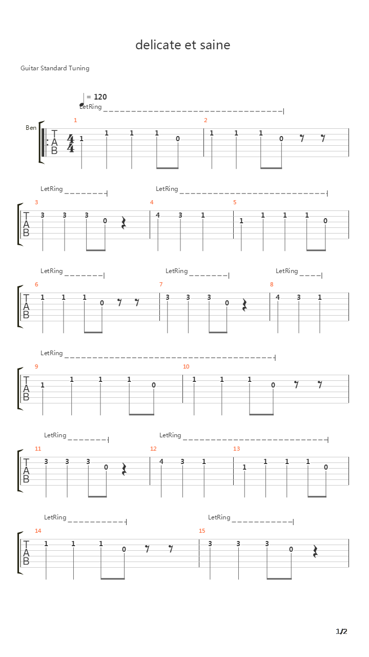 Delicate Et Saine吉他谱