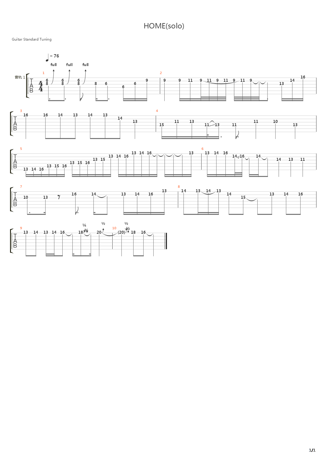 Home吉他谱