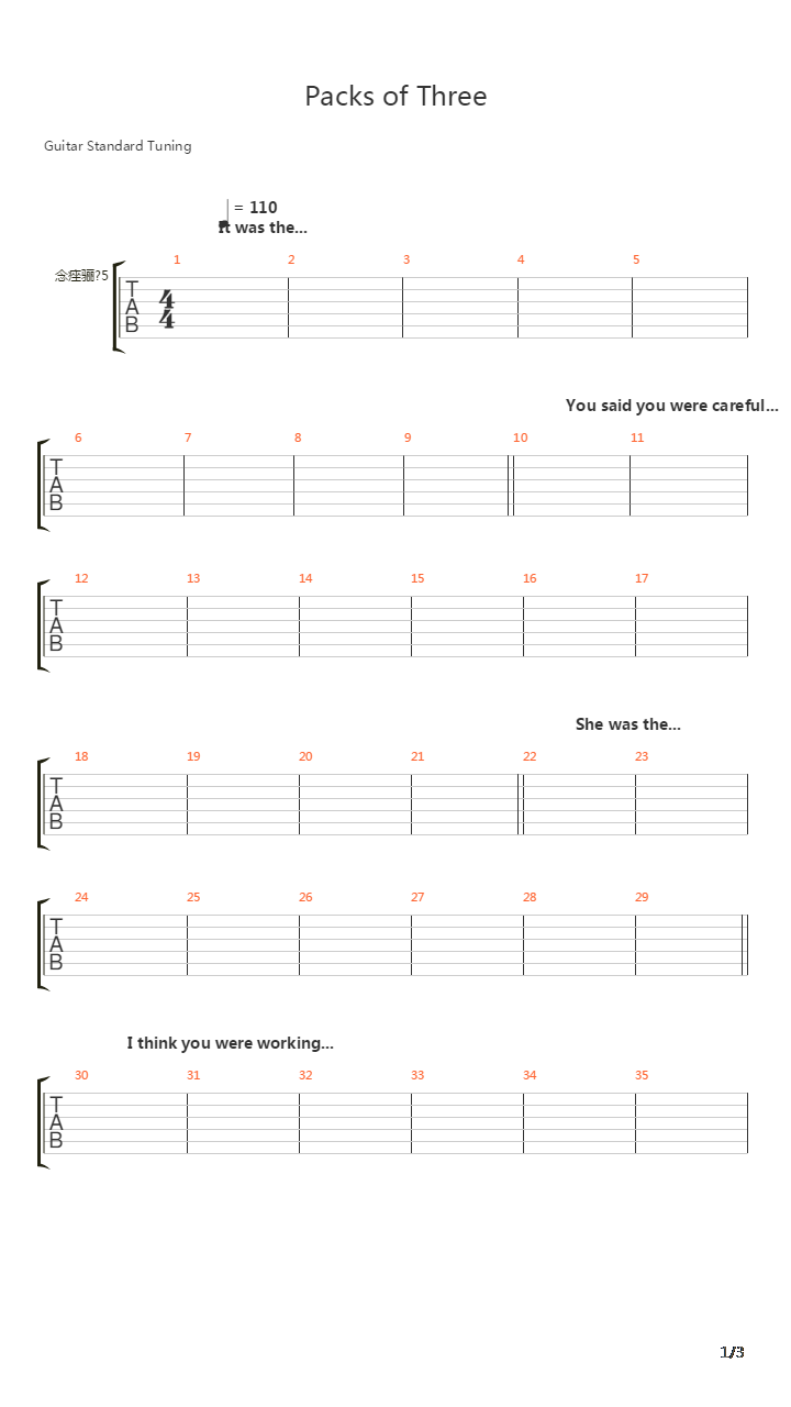 Packs Of Three吉他谱