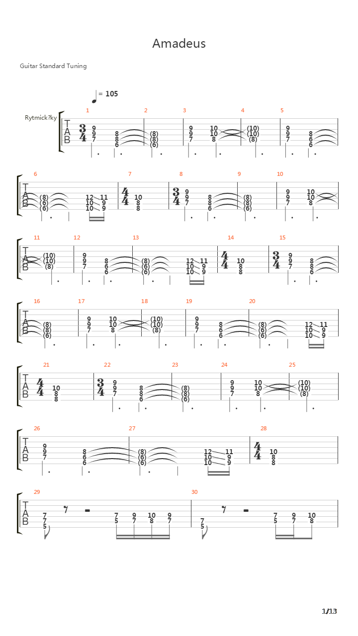 Amadeus吉他谱