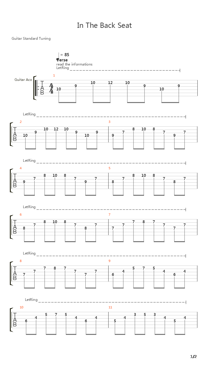 In The Backseat吉他谱