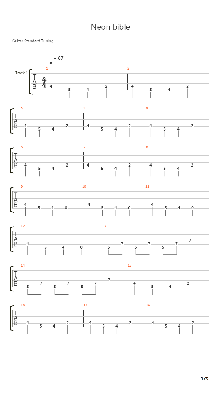 Neon Bible吉他谱