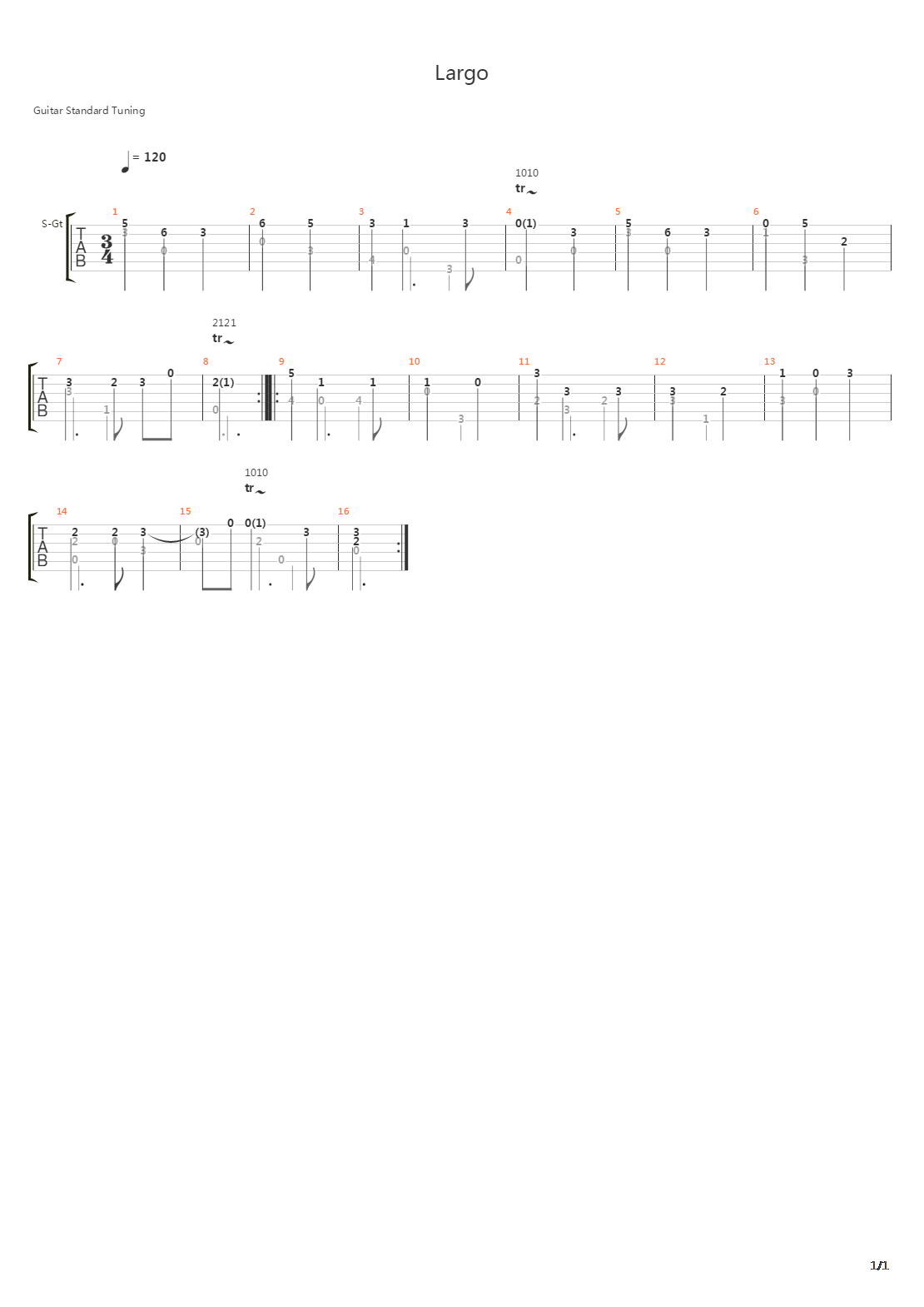 Largo In D Minor吉他谱