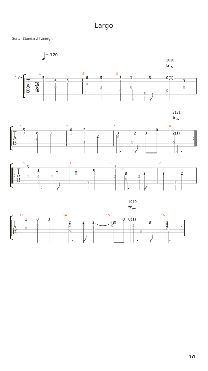 Largo In D Minor吉他谱