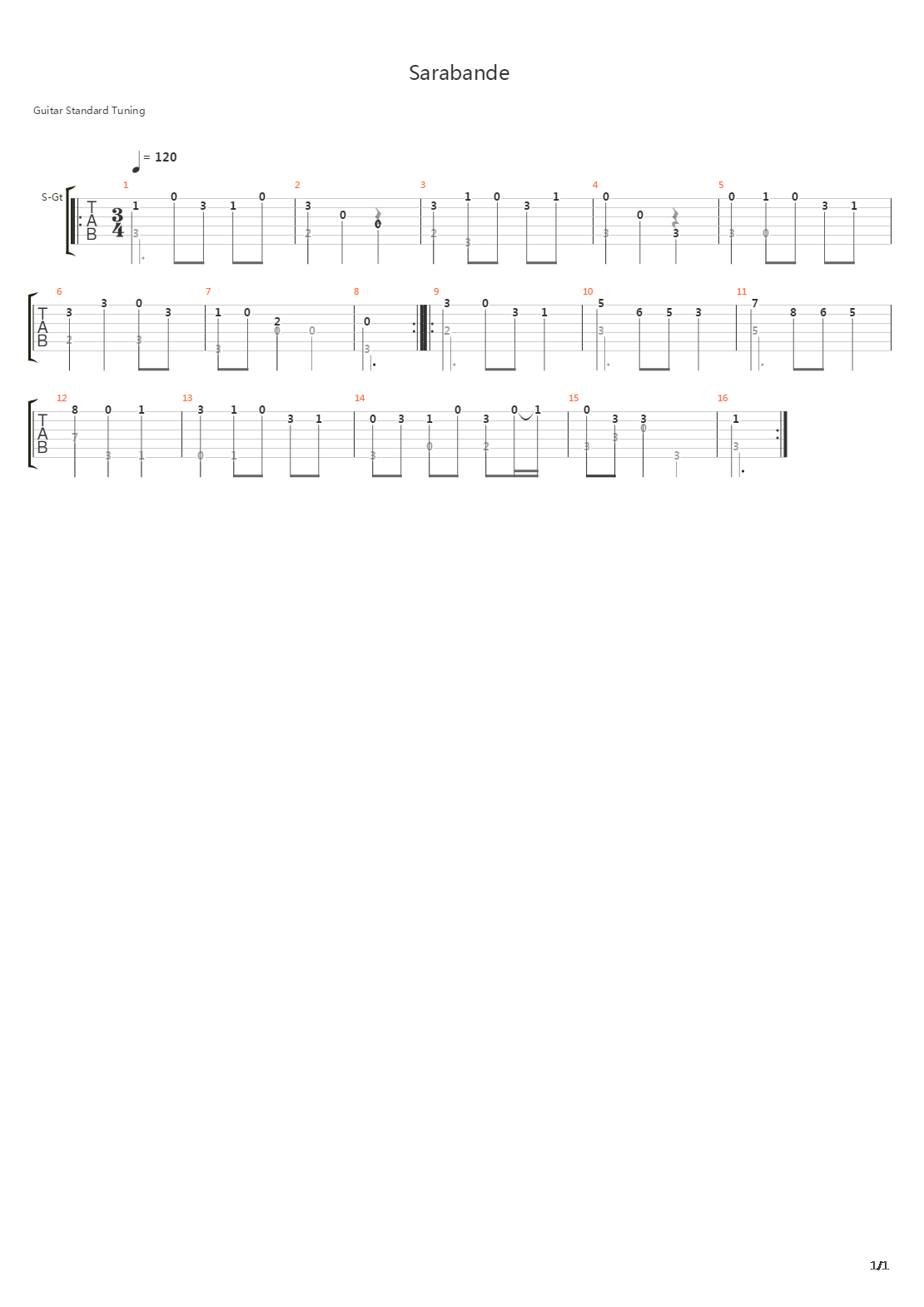 Sarabande吉他谱