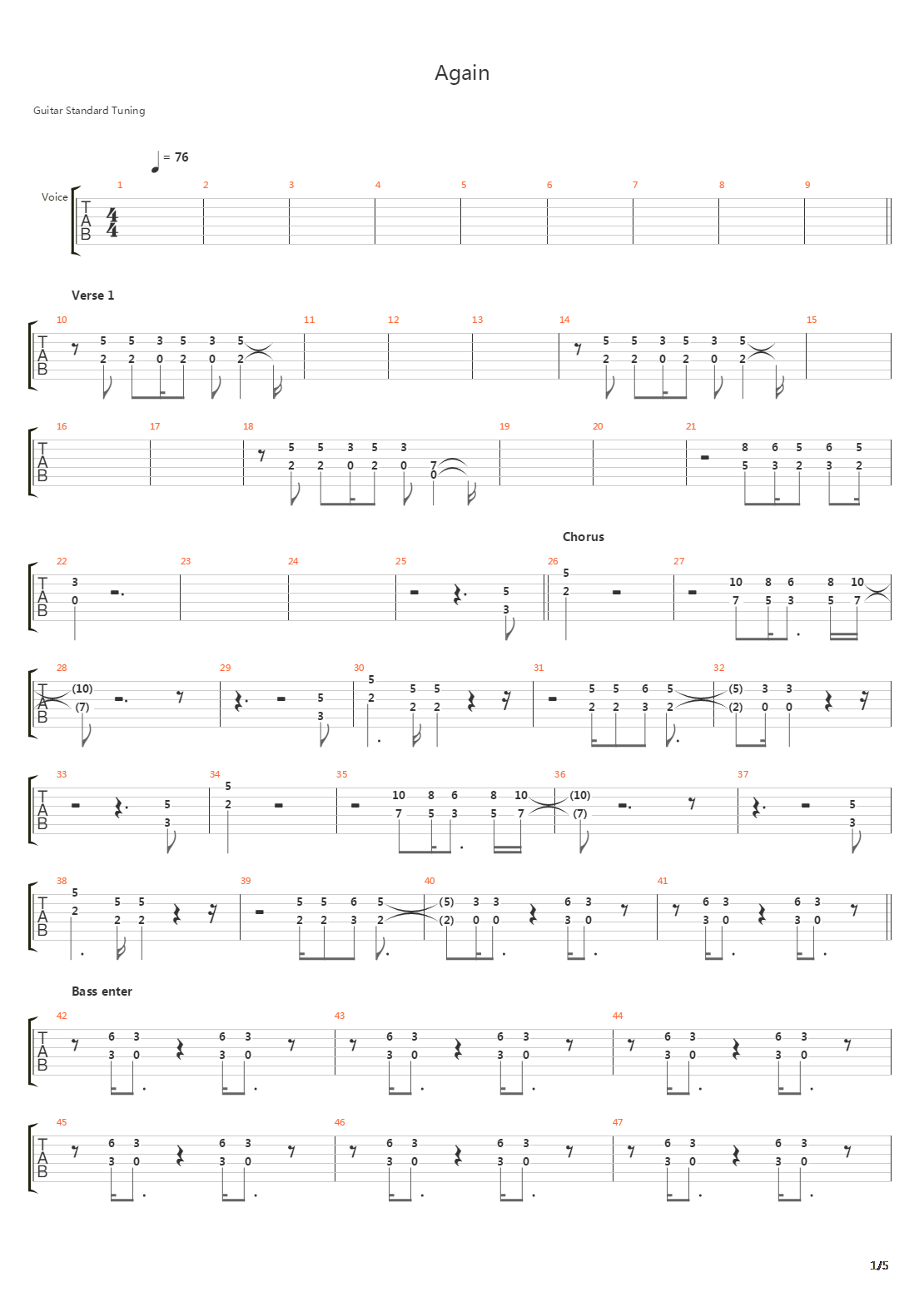 Again吉他谱