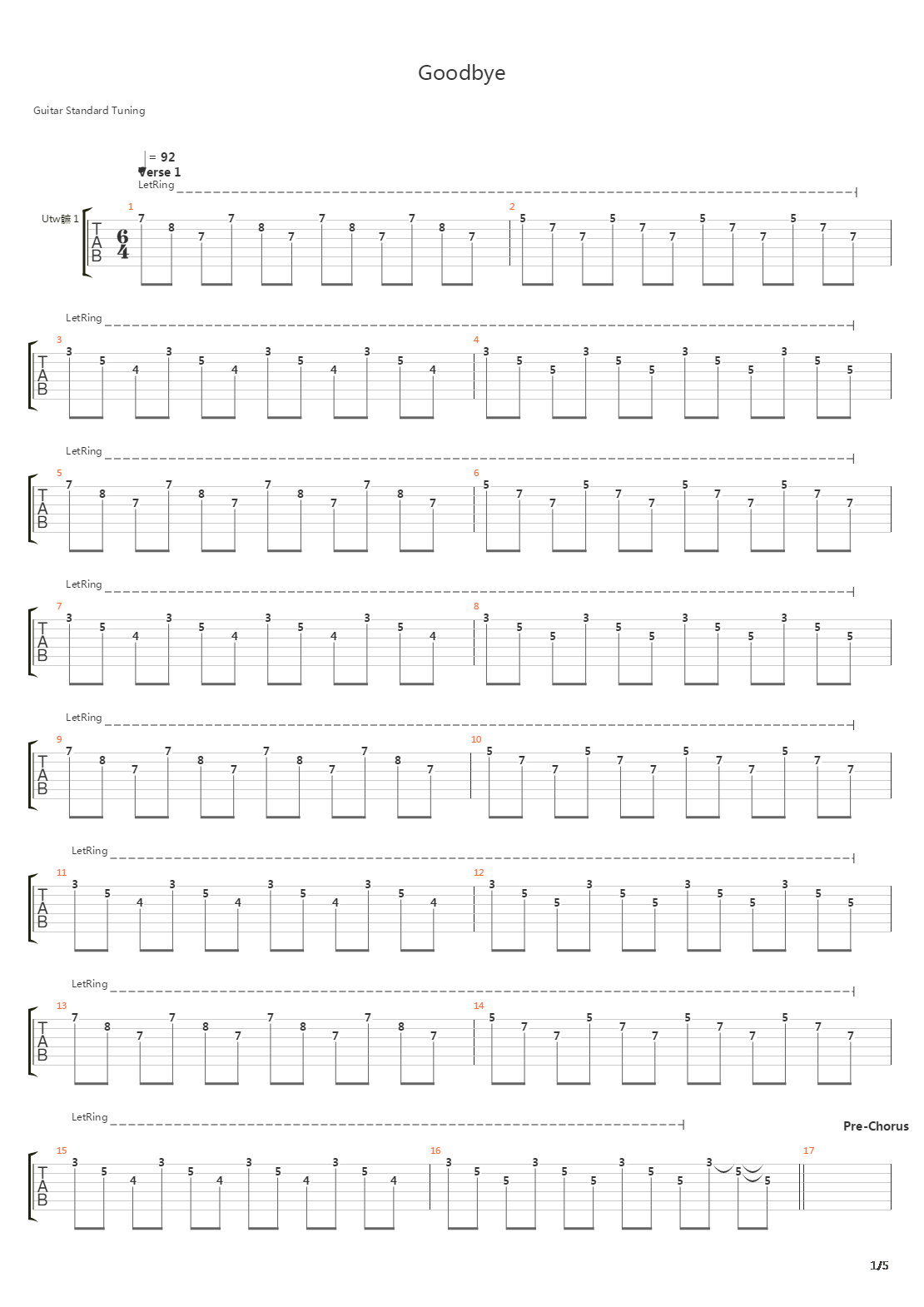 Goodbye吉他谱
