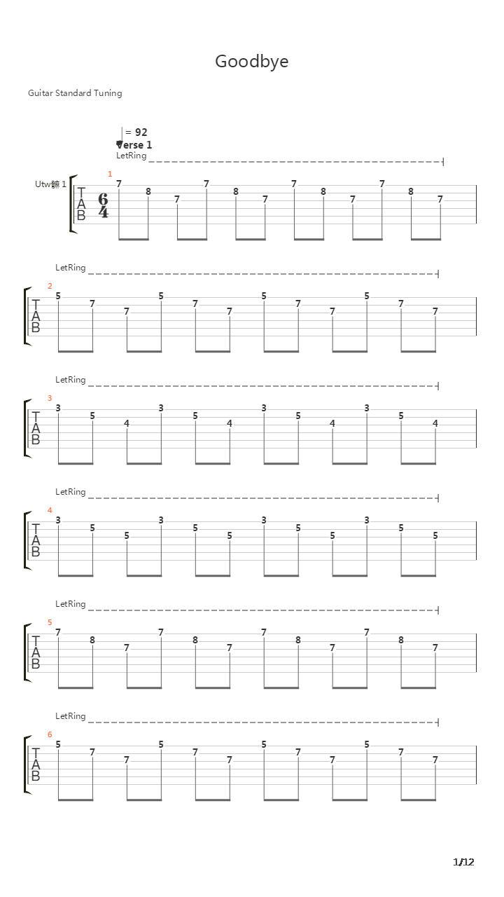 Goodbye吉他谱