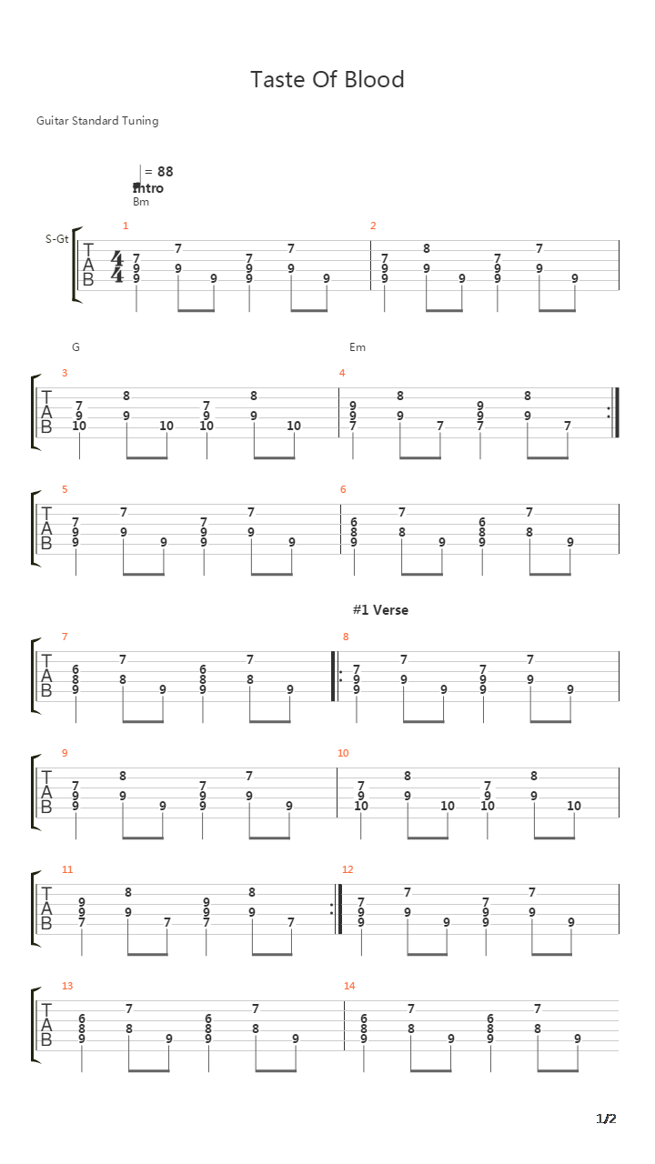 Taste Of Blood吉他谱