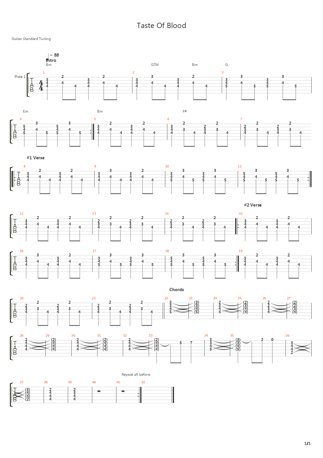 Taste Of Blood吉他谱