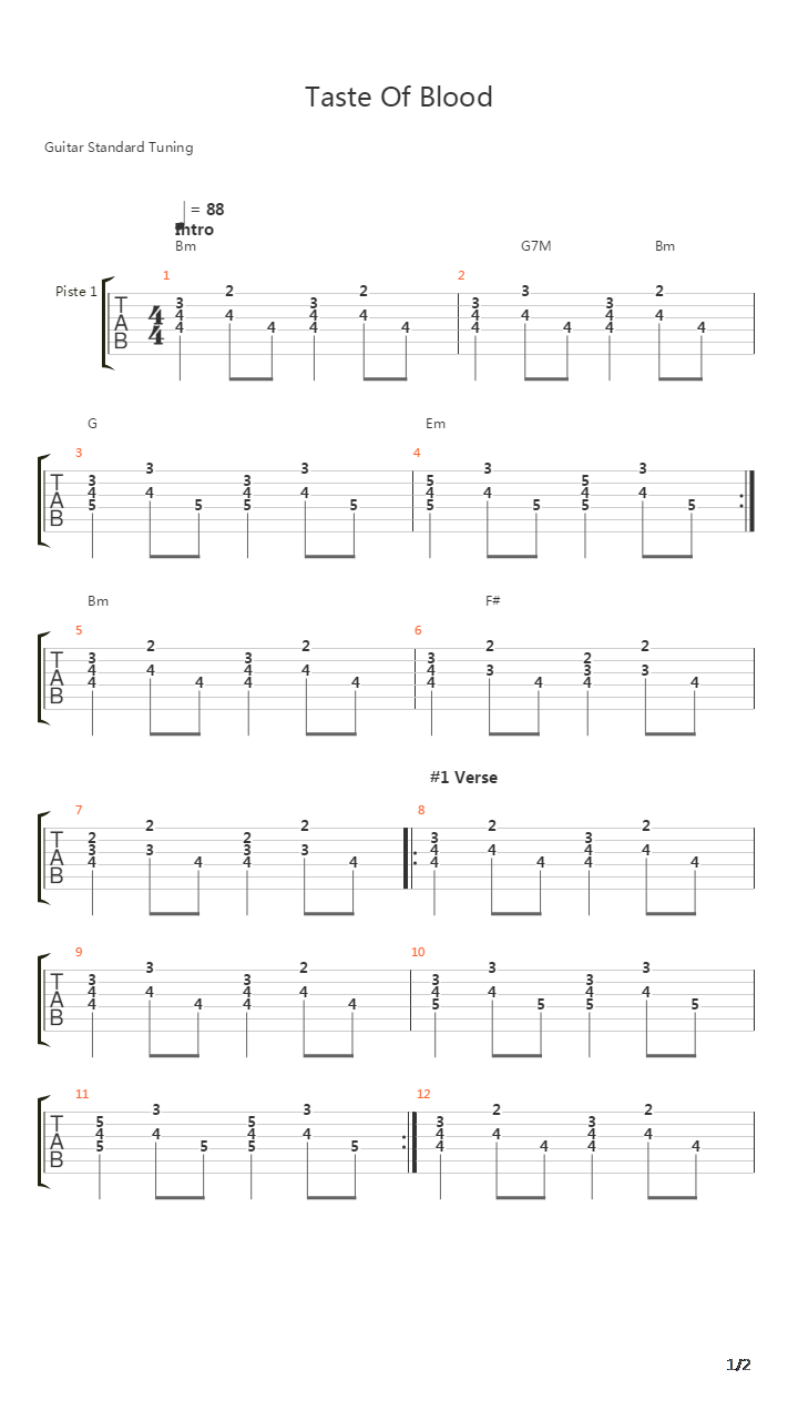 Taste Of Blood吉他谱