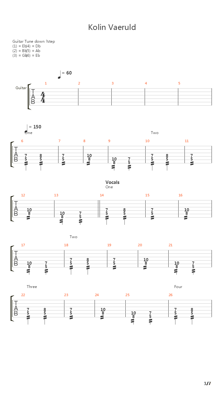 Kolin Vaeruld吉他谱