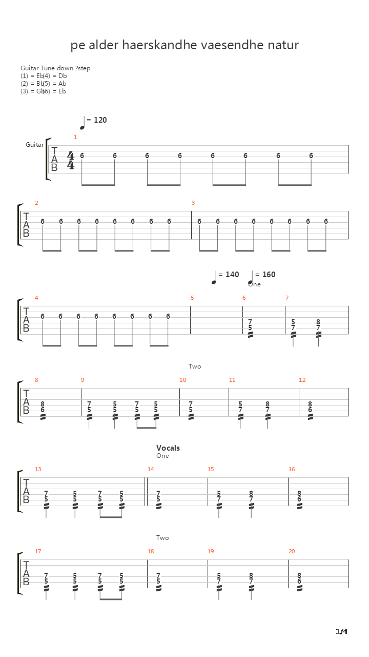 Pe Alder Haerskande Vaesende Natur吉他谱