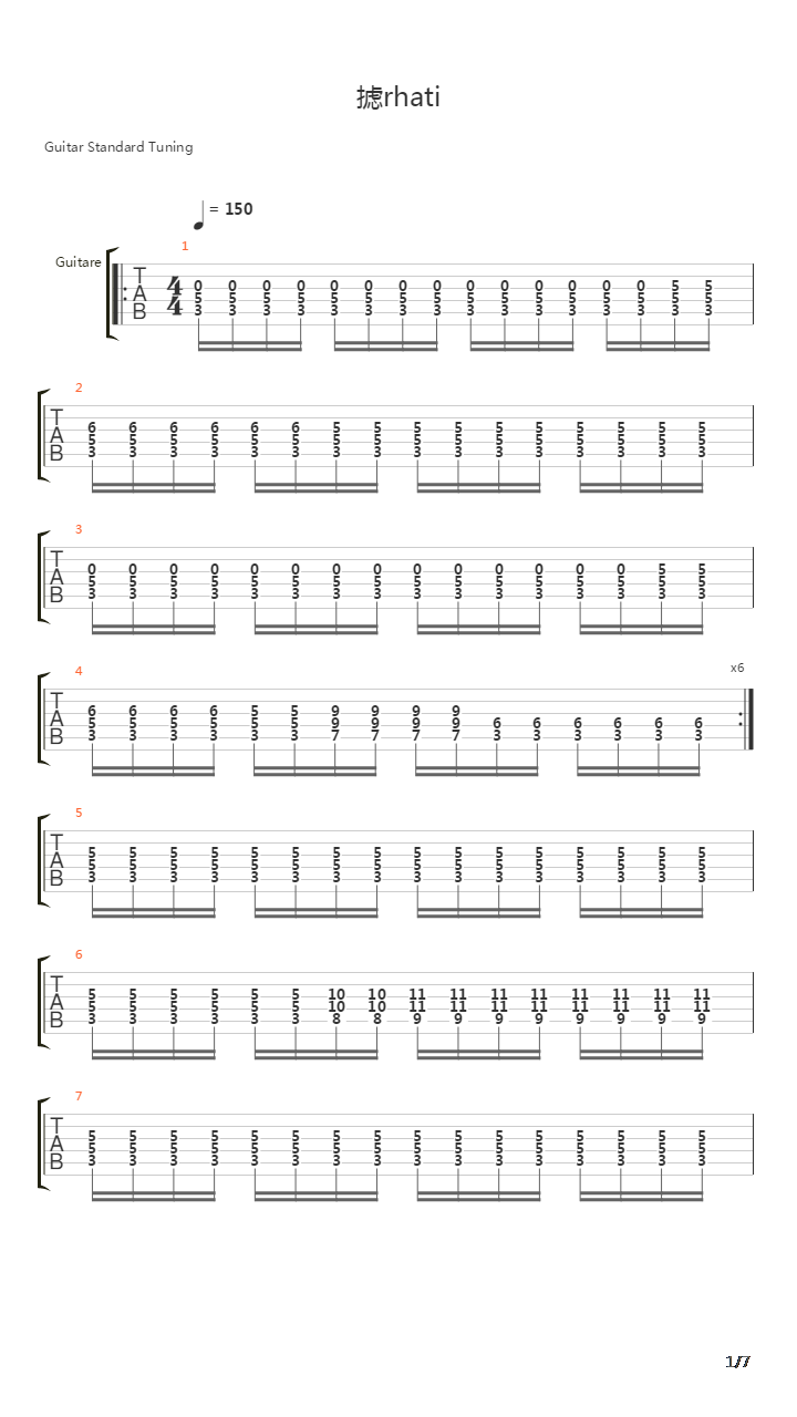 Porhati吉他谱
