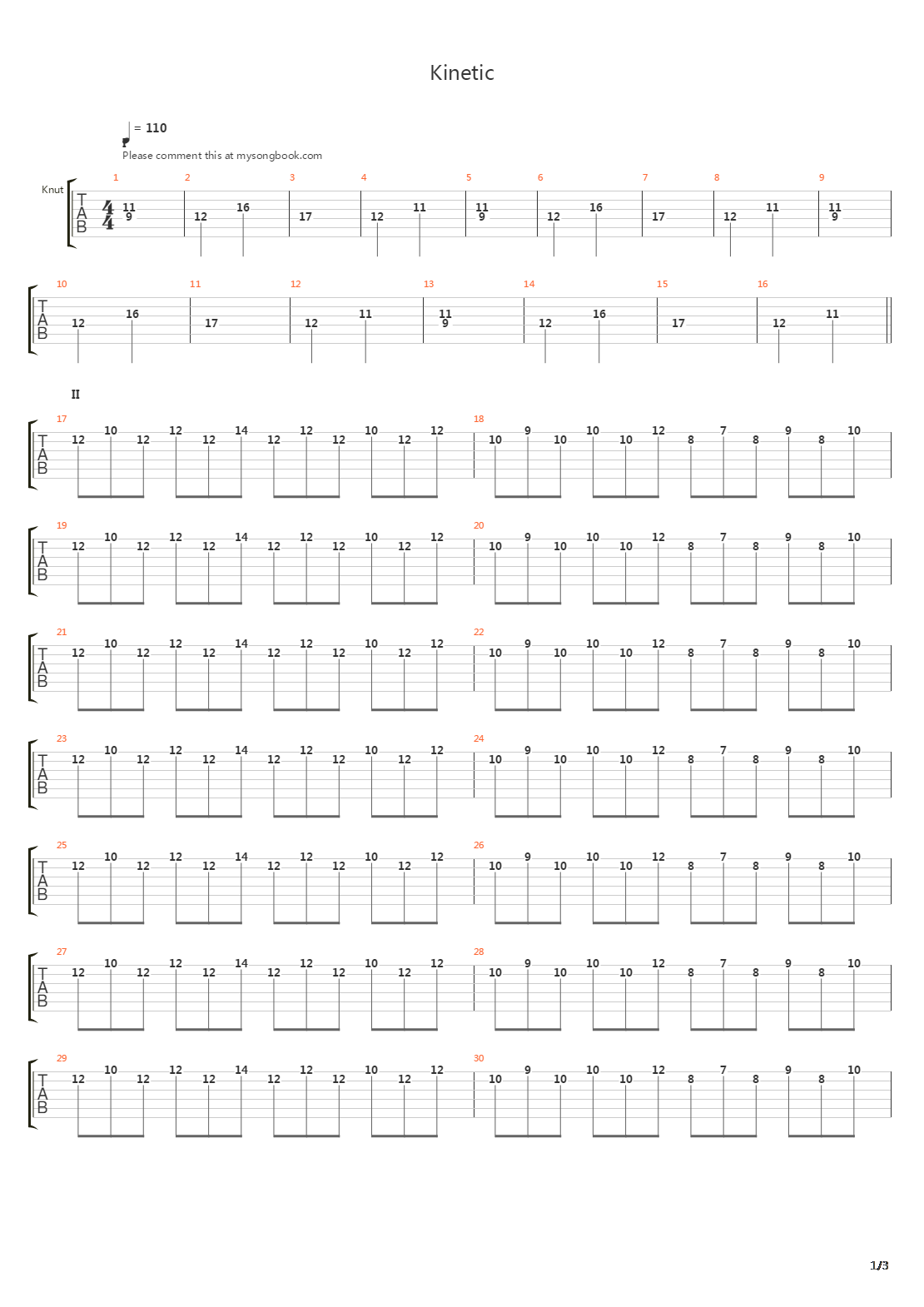 Kinetic吉他谱