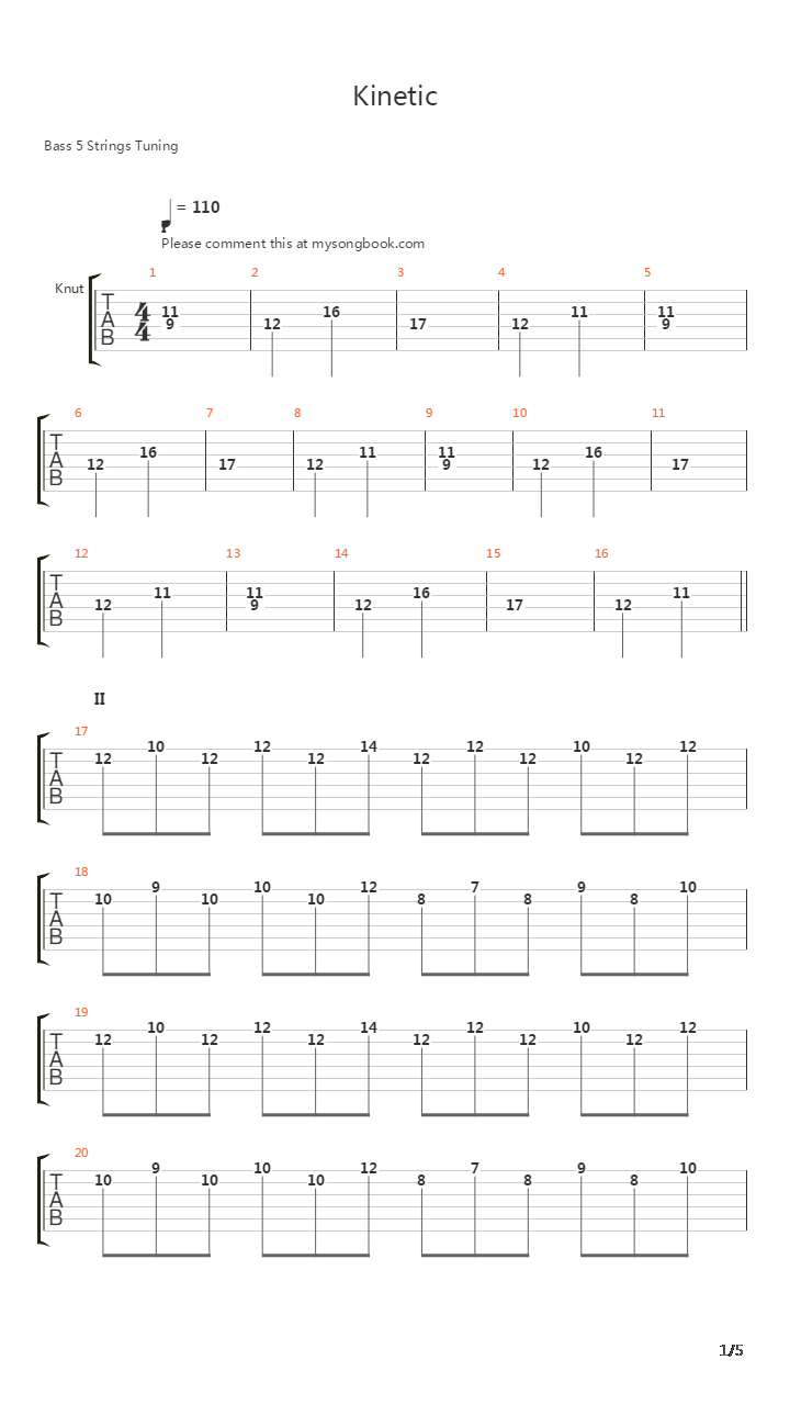 Kinetic吉他谱