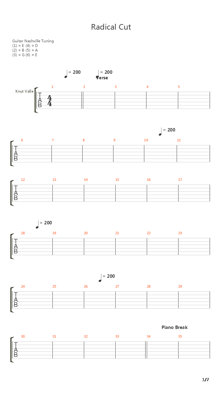 Radical Cut吉他谱