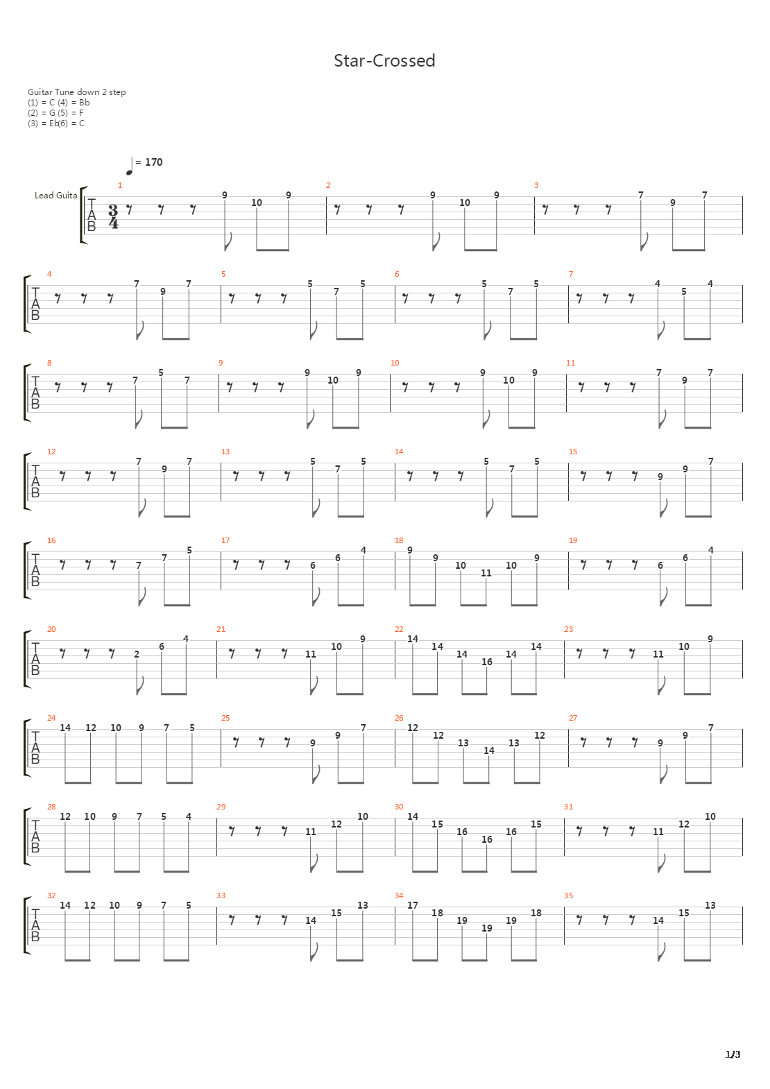 Star Crossed吉他谱